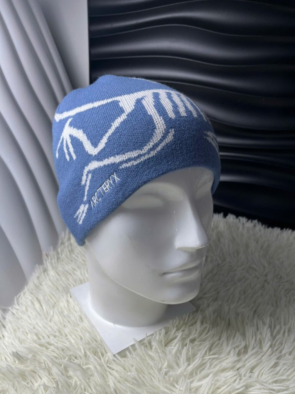 Y2K Dinosaur Beanie Blue Knit Hat Cute Animal Pattern Warm Winter Hat Gift for